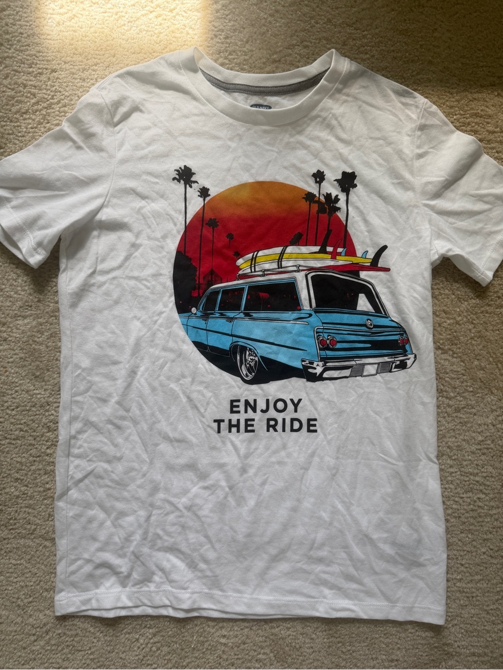 Old Navy White T-Shirt with Gray Trim